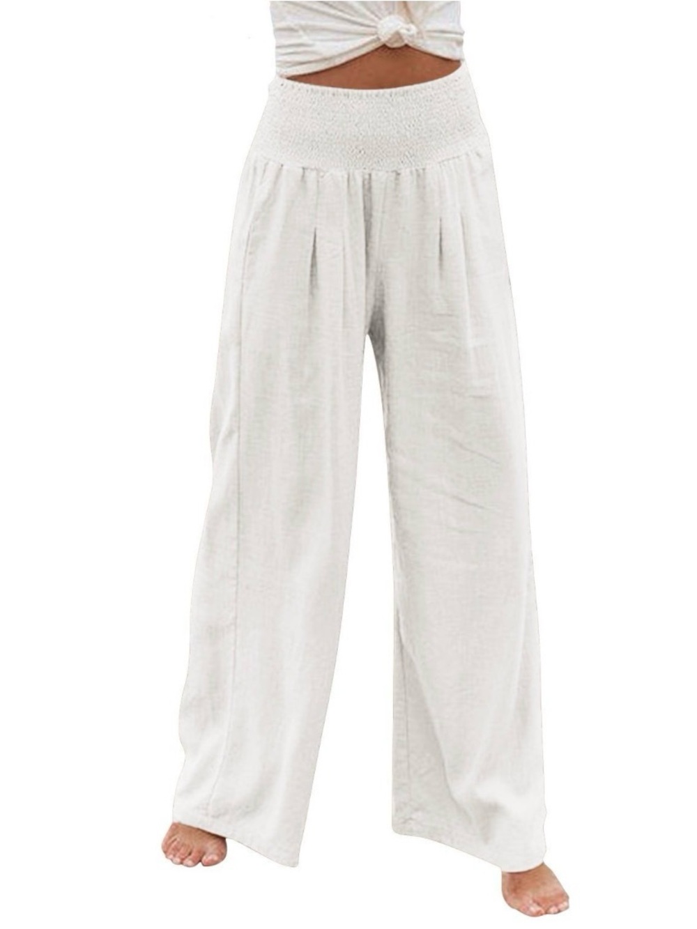 Tahari wide leg linen pants with embroidered embellishments